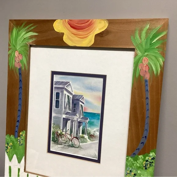 🔵 Beautiful Solid Wood, Hand Painted Frame with print by Artist Donna Burgess - Picture 8 of 15